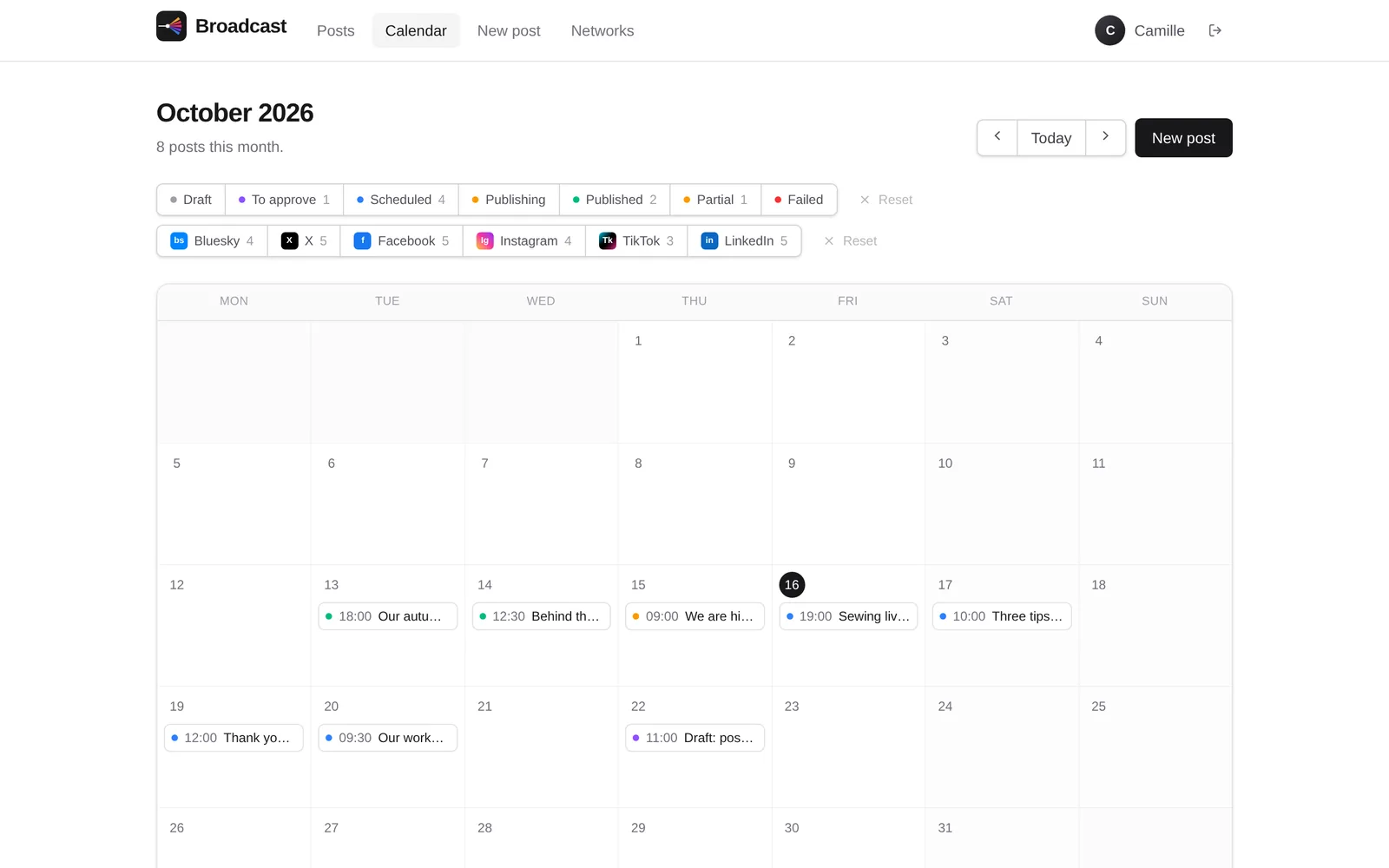 The Broadcast publishing calendar