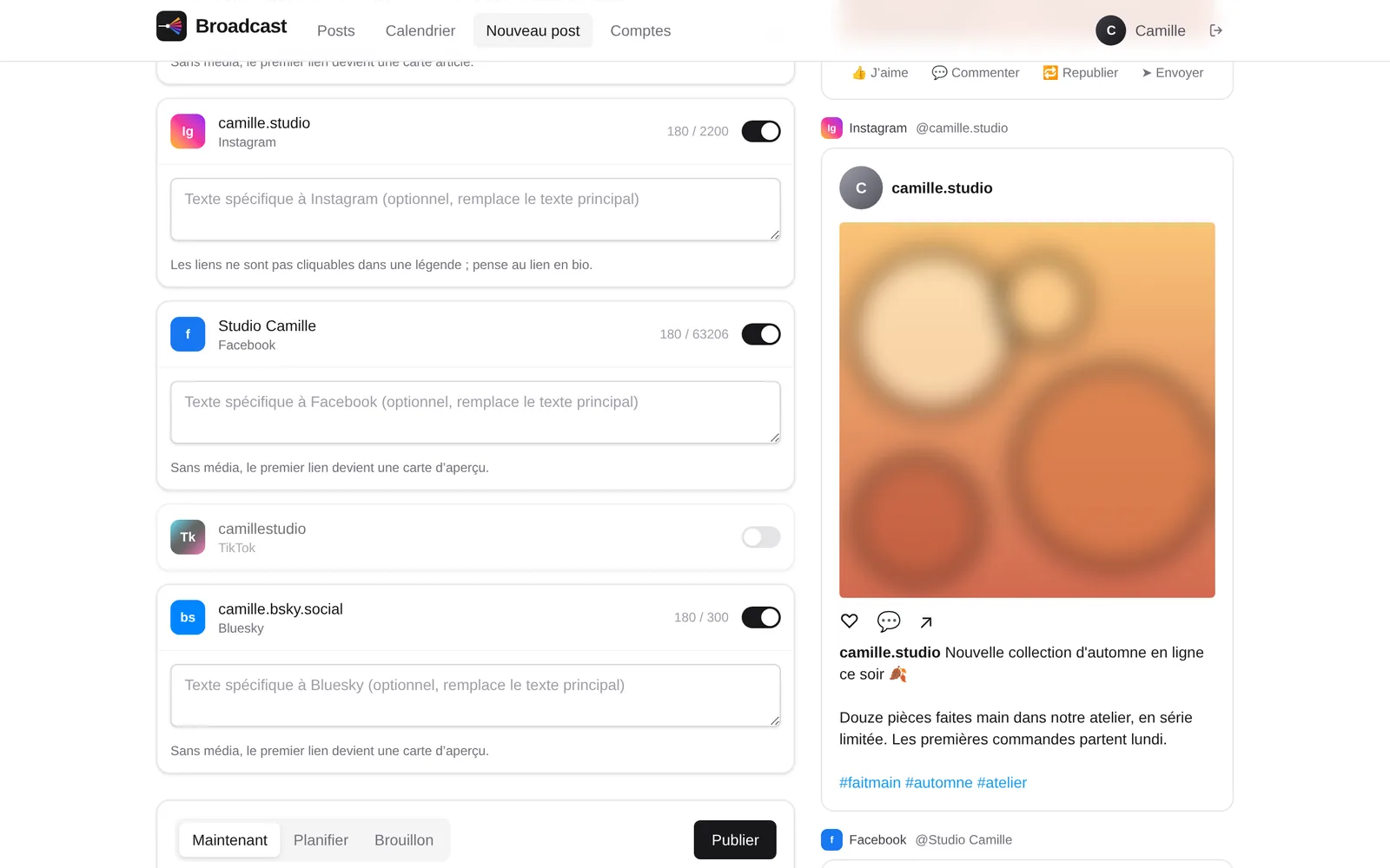 Aperçus d’un même post sur X, LinkedIn et Bluesky